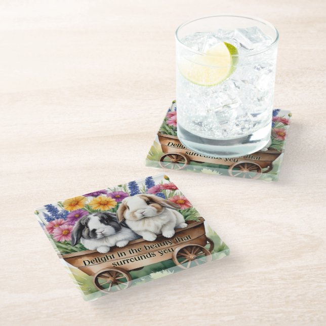 Dessous-de-verre En Verre Beau Lapin Lapin Lop Joli lapin (Incliné)