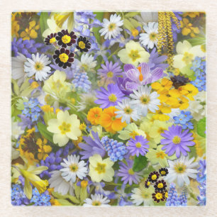 Dessous-de-verre En Verre Beau lit de fleurs coloré