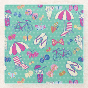 Dessous-de-verre En Verre Beau Motif aux éléments d'été