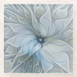 Dessous-de-verre En Verre Beauté Élégante Fleur d'Art Abstrait Moderne Fract