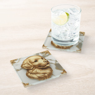 Dessous-de-verre En Verre Beauté en marbre doré raffinée