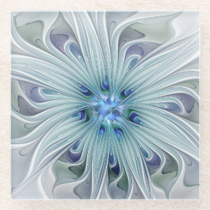 Dessous-de-verre En Verre Beauté florale Abstraite moderne Blue Pastel Flowe