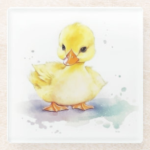 Dessous-de-verre En Verre Bébé Canard 2 Dessous de verre en verre aquarelle