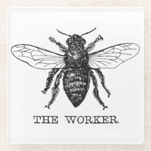 Dessous-de-verre En Verre Bee Worker Honey Black Bumblebee