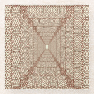 Dessous-de-verre En Verre Beige Brown Russe islamique géométrique Frontière 