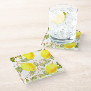 Dessous-de-verre En Verre Belle aquarelle design citron