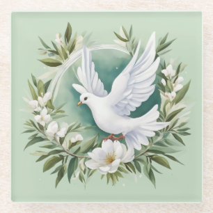 Dessous-de-verre En Verre Belle colombe blanche