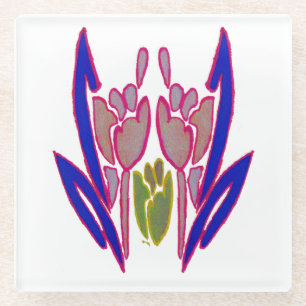 Dessous-de-verre En Verre Belle Extraordinaire Bleu Bleu & Rose Rouge Violet