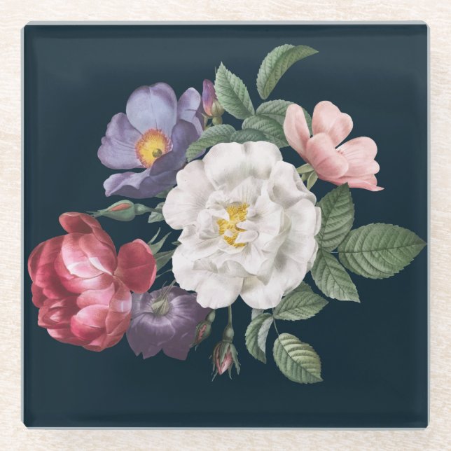 Dessous-de-verre En Verre Belle florale (Devant)