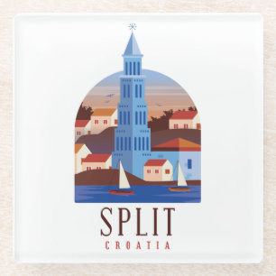 Dessous-de-verre En Verre Belle Split Croatie Dalmatie Vintage