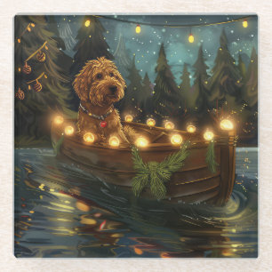 Dessous-de-verre En Verre Bernedoodle Noël Festival Voyage