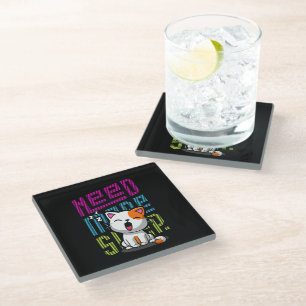 Dessous-de-verre En Verre Besoin de plus de sommeil Funny Cat expression d