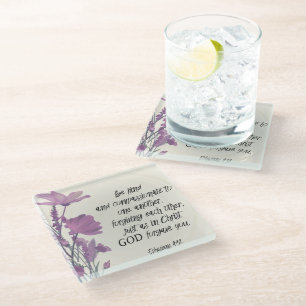 Dessous-de-verre En Verre Bible verse Floral