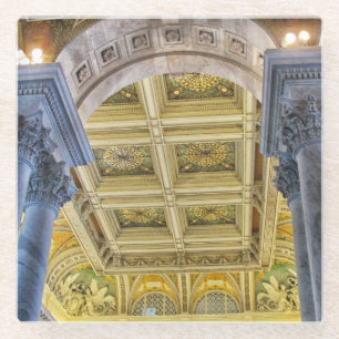 Dessous-de-verre En Verre Bibliothèque du plafond du congrès