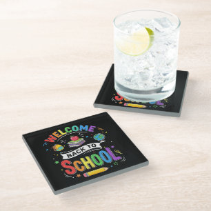Dessous-de-verre En Verre Bienvenue à l'école les enfants Enseignant Premier