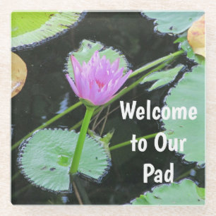 Dessous-de-verre En Verre Bienvenue Invité Pastel Pink Water Lily Photo Flow