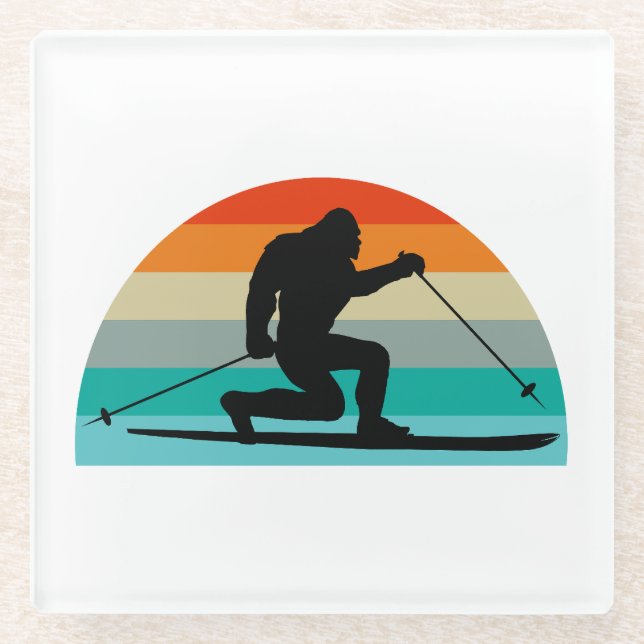Dessous-de-verre En Verre Bigfoot Telemark Ski Arc-en-ciel (Devant)