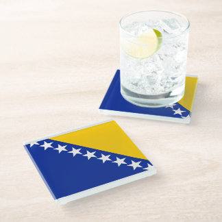 Dessous-de-verre En Verre BiH Flag Coaster