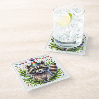 Dessous-de-verre En Verre Birthday Raccoon Kids, birthday party, fun design