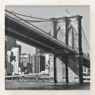 Dessous-de-verre En Verre Black & White Brooklyn Bridge New York City