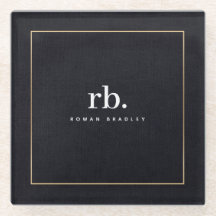 Black White Gold Fabric Effect Elegant Monogram