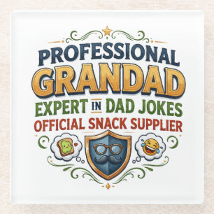 Dessous-de-verre En Verre Blagues et snacks de grand-père professionnel