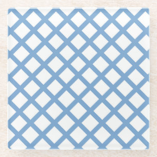 Dessous-de-verre En Verre Bleu Blanc Arlequin Diamond Motif