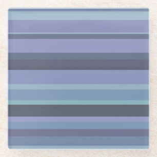 Dessous-de-verre En Verre Bleu-gris, bandes horizontales
