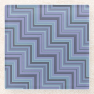 Dessous-de-verre En Verre Bleu gris rayures motif