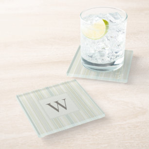 Dessous-de-verre En Verre Bleu Poussiéreux Neutre Initial Rayure Rustique Fe