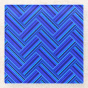 Dessous-de-verre En Verre Bleu rayures double motif