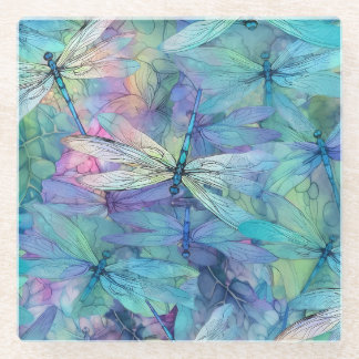 Dessous-de-verre En Verre Blue Dragonflies