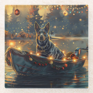 Dessous-de-verre En Verre Blue Heeler Noël Festive Voyage