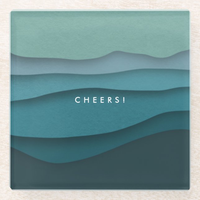 Dessous-de-verre En Verre Blue Ocean Waves cadeau côtier pour elle (Devant)