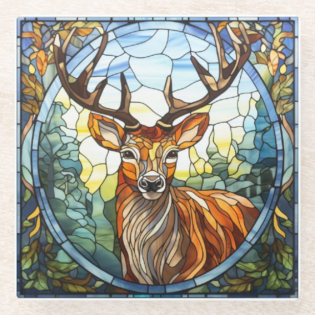 Dessous-de-verre En Verre Boeuf de bois de verre tendu (Devant)