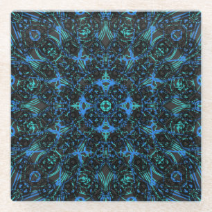 Dessous-de-verre En Verre Boho Chaînes en diamant noir et bleu Motif en couc