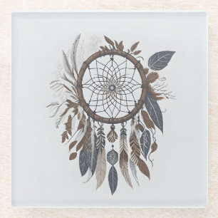 Dessous-de-verre En Verre Boho Chic Dreamcatcher Earthy Toned Charme infusé