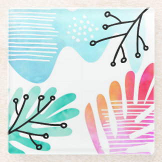 Dessous-de-verre En Verre Boho minimaliste Feuille de forme d'obturation