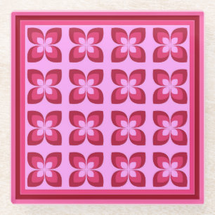 Dessous-de-verre En Verre Boisson Motif à fleurs roses rétro