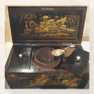 DESSOUS-DE-VERRE EN VERRE BOÎTE CHINOISE VINTAGE À THÉ