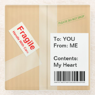 Dessous-de-verre En Verre Boîte d'expédition miniature Texte personnalisé