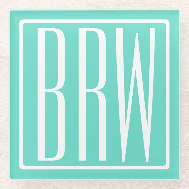 Dessous-de-verre En Verre Bold Modern | White on aqua (Devant)