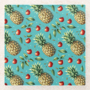 Dessous-de-verre En Verre Bonheur Ananas Cerise