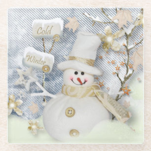Dessous-de-verre En Verre Bonhomme de neige