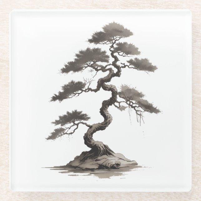 Dessous-de-verre En Verre Bonsai (Devant)