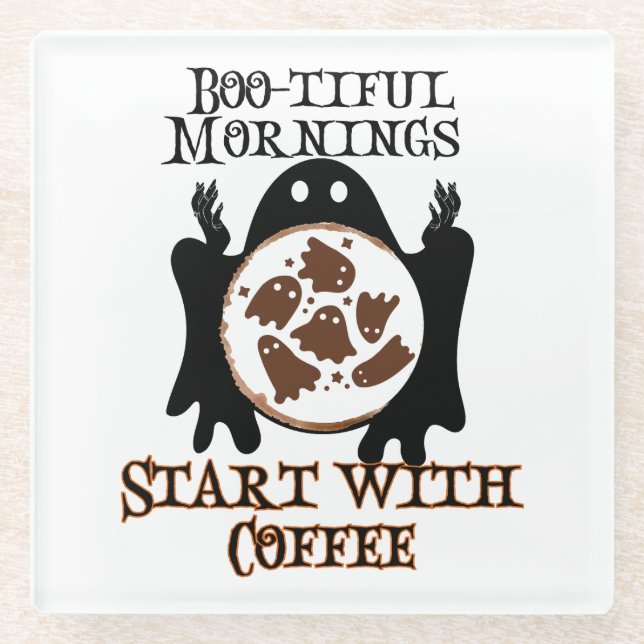 Dessous-de-verre En Verre Boo-tiful matins Commencez par Coffee.w (Devant)