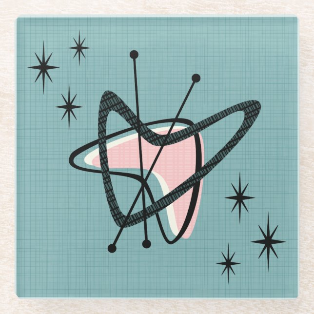 Dessous-de-verre En Verre Boomerangs et Starbursts du milieu du siècle (Devant)