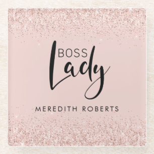 Dessous-de-verre En Verre Boss Lady Rose Gold Blush Parties scintillant pers