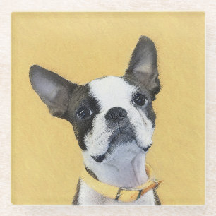 Dessous-de-verre En Verre Boston Terrier Peinture - Cute Original Chien Art