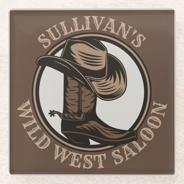 Dessous-de-verre En Verre Bottes de cowboy Occidentales Wild West personnali (Devant)